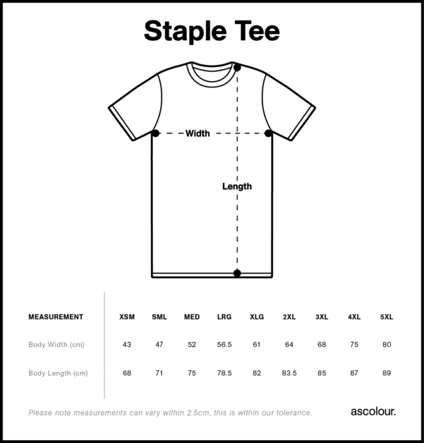 Size guide for t-shirts